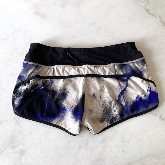 Lululemon Run: Speed Short (Milky Way Multi Print / Black) blue, cream, black - Picture 6 of 11